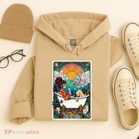 The High Priest.Ess Retro Cannabis Stoner Weed Tarot Card Hoodie thumb 4