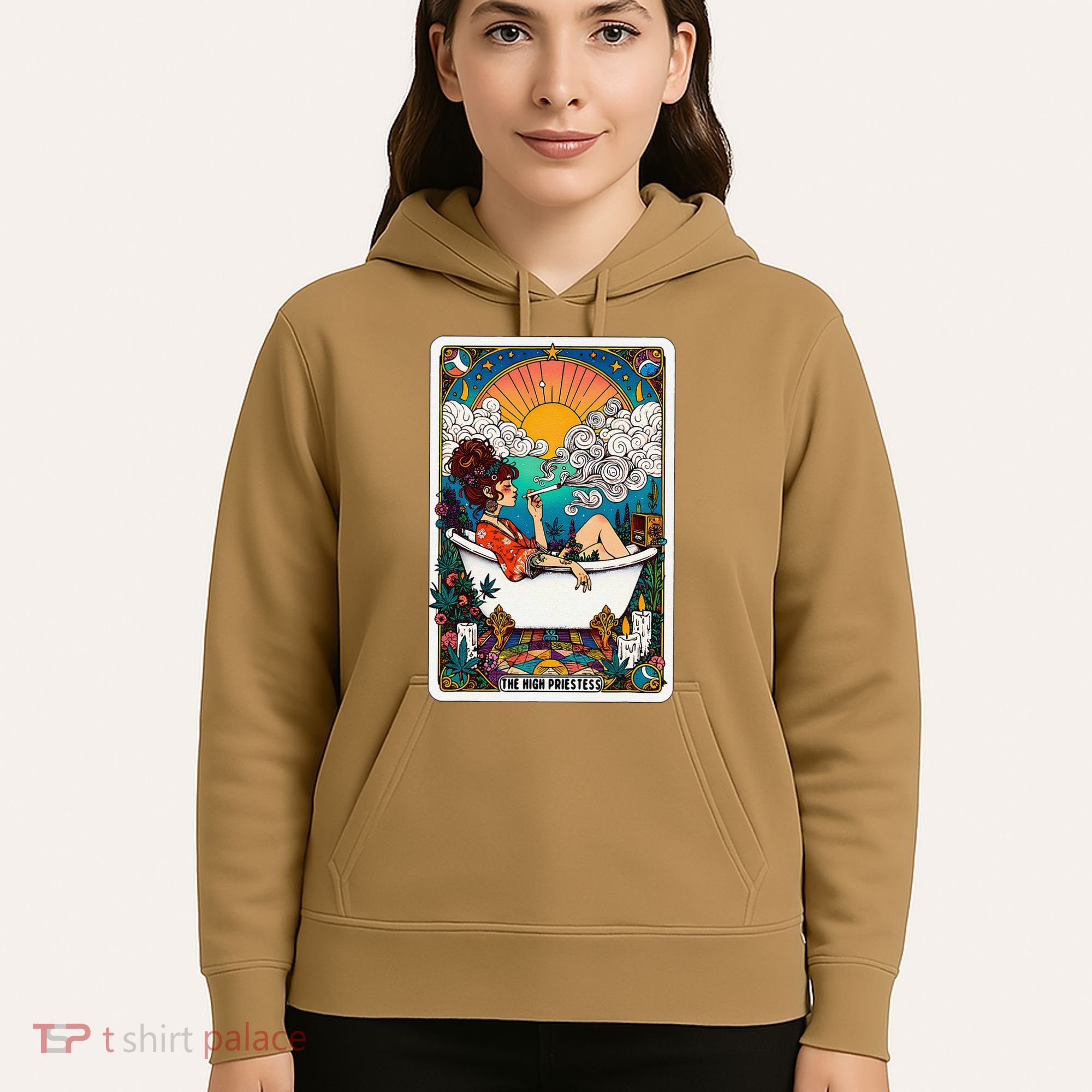 The High Priest.Ess Retro Cannabis Stoner Weed Tarot Card Hoodie
