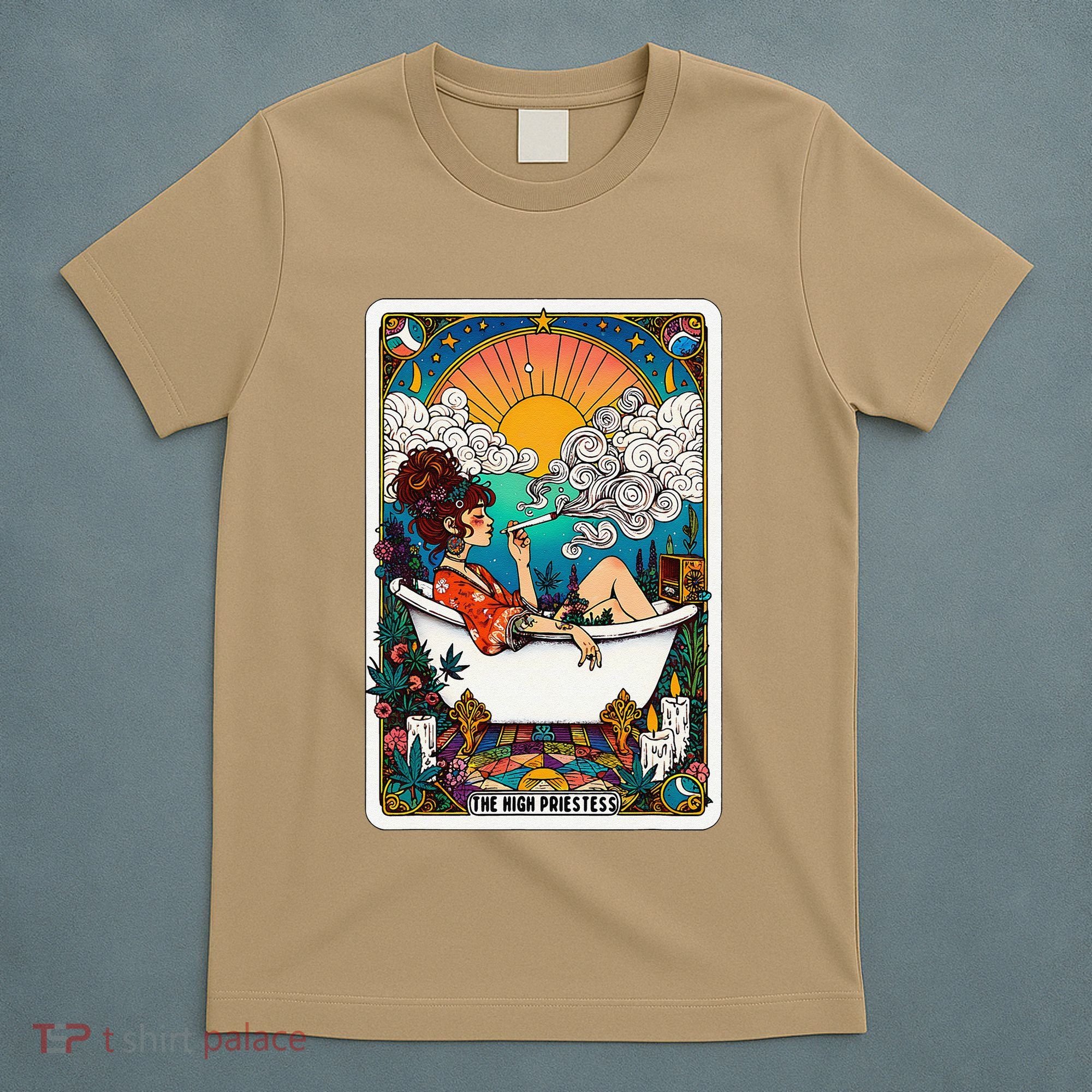 The High Priest.Ess Retro Cannabis Stoner Weed Tarot Card T-Shirt