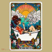The High Priest.Ess Retro Cannabis Stoner Weed Tarot Card T-Shirt thumb 7