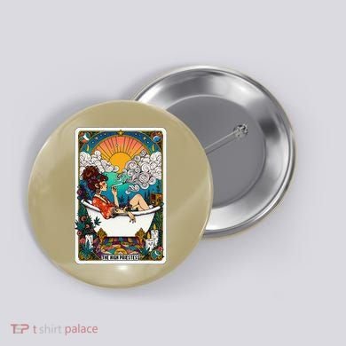 The High Priest.Ess Retro Cannabis Stoner Weed Tarot Card Button