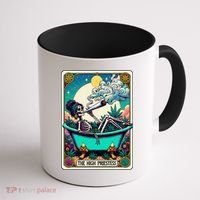 The High Priest.Ess Retro Skeleton Marijuana Weed Tarot Card Coffee Mug thumb 1