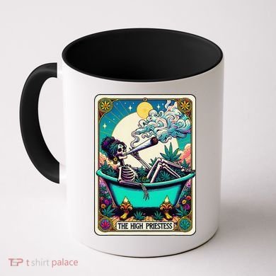 The High Priest.Ess Retro Skeleton Marijuana Weed Tarot Card Coffee Mug