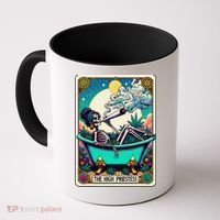The High Priest.Ess Retro Skeleton Marijuana Weed Tarot Card Coffee Mug thumb 0