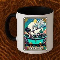 The High Priest.Ess Retro Skeleton Marijuana Weed Tarot Card Coffee Mug thumb 2