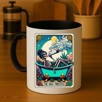 The High Priest.Ess Retro Skeleton Marijuana Weed Tarot Card Coffee Mug thumb 4