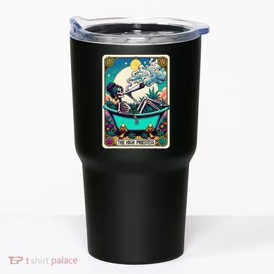 The High Priest.Ess Retro Skeleton Marijuana Weed Tarot Card Tumbler