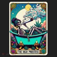 The High Priest.Ess Retro Skeleton Marijuana Weed Tarot Card Tumbler thumb 3