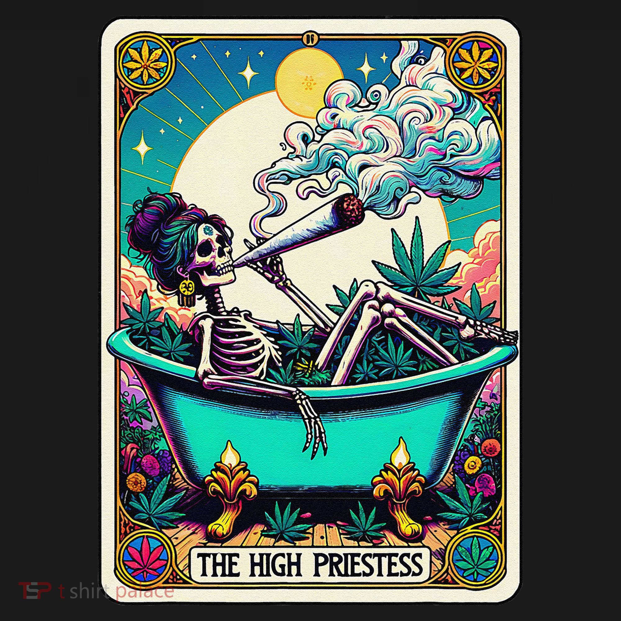 The High Priest.Ess Retro Skeleton Marijuana Weed Tarot Card Ornament