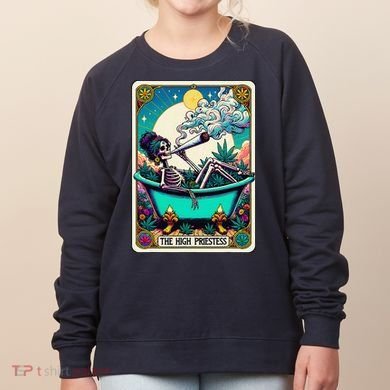 The High Priest.Ess Retro Skeleton Marijuana Weed Tarot Card Women's Sweatshirt