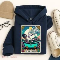 The High Priest.Ess Retro Skeleton Marijuana Weed Tarot Card Hoodie thumb 4