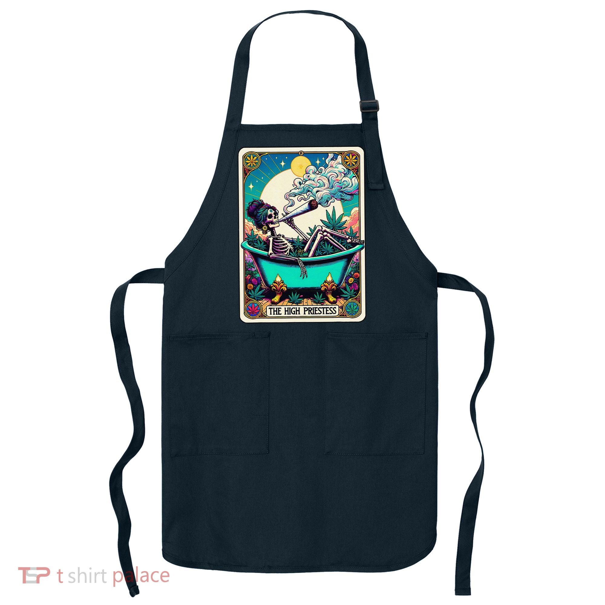 The High Priest.Ess Retro Skeleton Marijuana Weed Tarot Card Apron