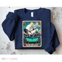 The High Priest.Ess Retro Skeleton Marijuana Weed Tarot Card Sweatshirt thumb 2