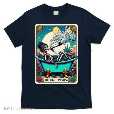 The High Priest.Ess Retro Skeleton Marijuana Weed Tarot Card T-Shirt