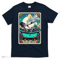 The High Priest.Ess Retro Skeleton Marijuana Weed Tarot Card T-Shirt thumb 0
