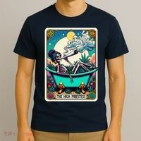 The High Priest.Ess Retro Skeleton Marijuana Weed Tarot Card T-Shirt thumb 3
