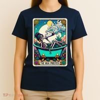 The High Priest.Ess Retro Skeleton Marijuana Weed Tarot Card T-Shirt thumb 4