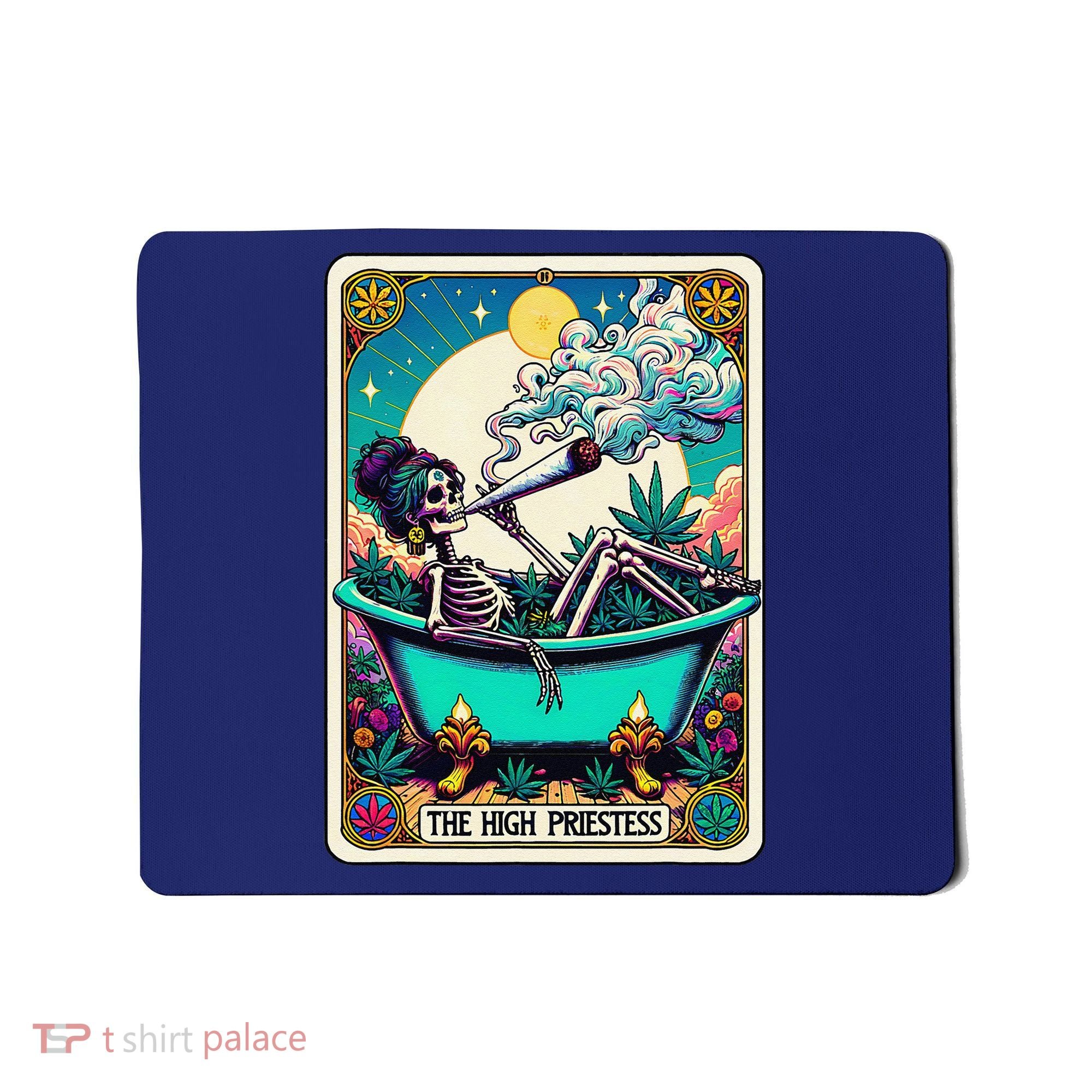 The High Priest.Ess Retro Skeleton Marijuana Weed Tarot Card Mousepad