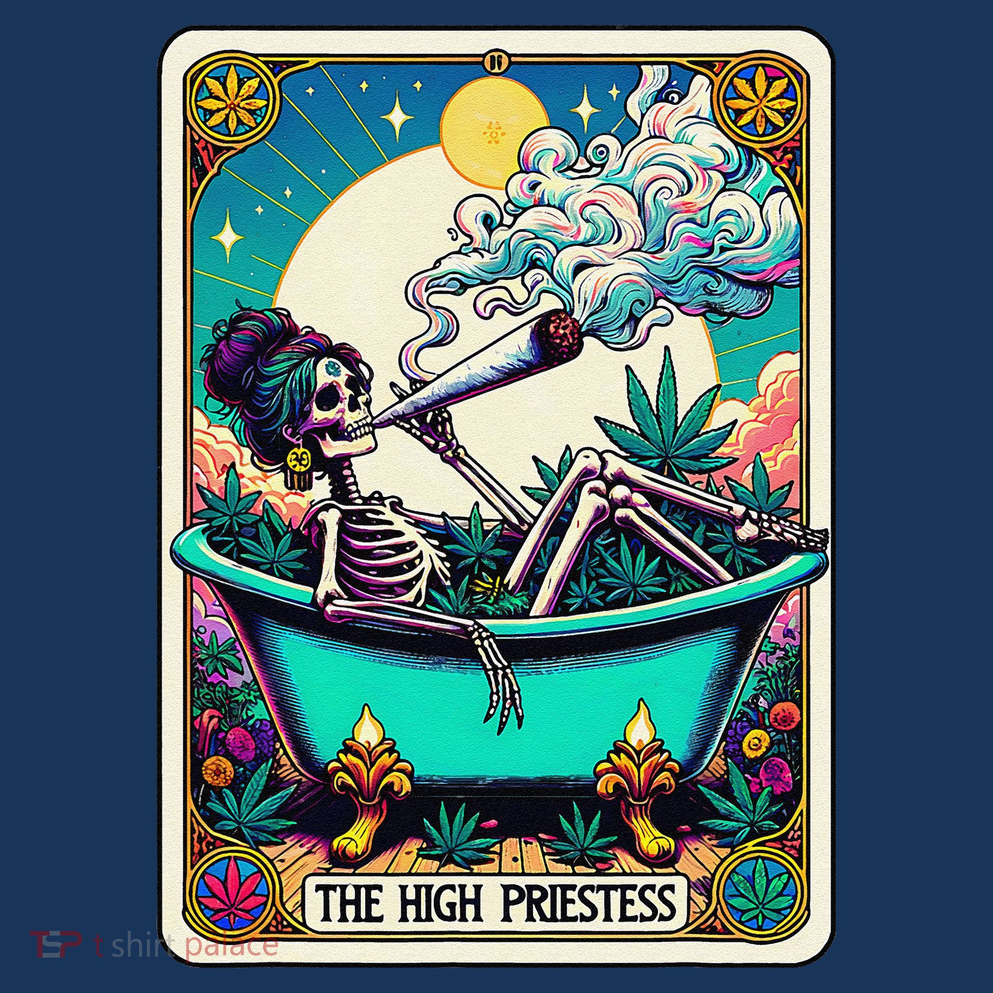 The High Priest.Ess Retro Skeleton Marijuana Weed Tarot Card Mousepad