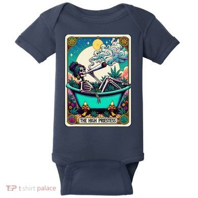 The High Priest.Ess Retro Skeleton Marijuana Weed Tarot Card Baby Bodysuit