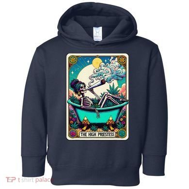 The High Priest.Ess Retro Skeleton Marijuana Weed Tarot Card Toddler Hoodie