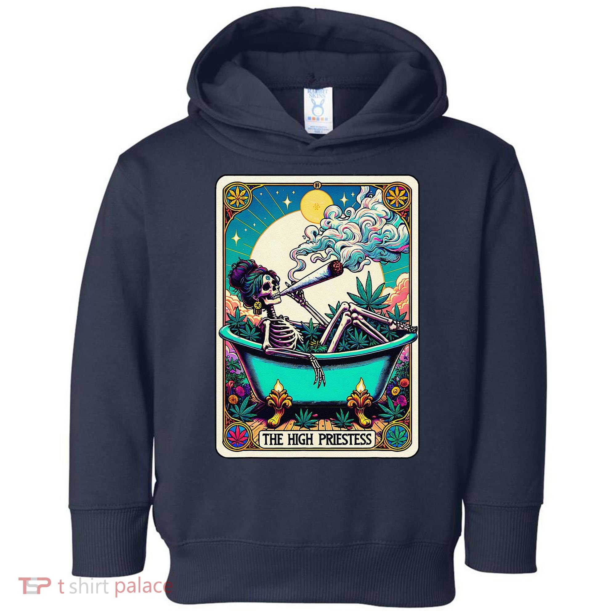 The High Priest.Ess Retro Skeleton Marijuana Weed Tarot Card Toddler Hoodie