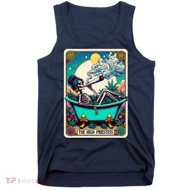The High Priest.Ess Retro Skeleton Marijuana Weed Tarot Card Tank Top