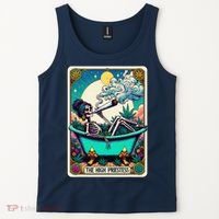 The High Priest.Ess Retro Skeleton Marijuana Weed Tarot Card Tank Top thumb 2