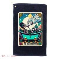The High Priest.Ess Retro Skeleton Marijuana Weed Tarot Card Golf Towel thumb 0