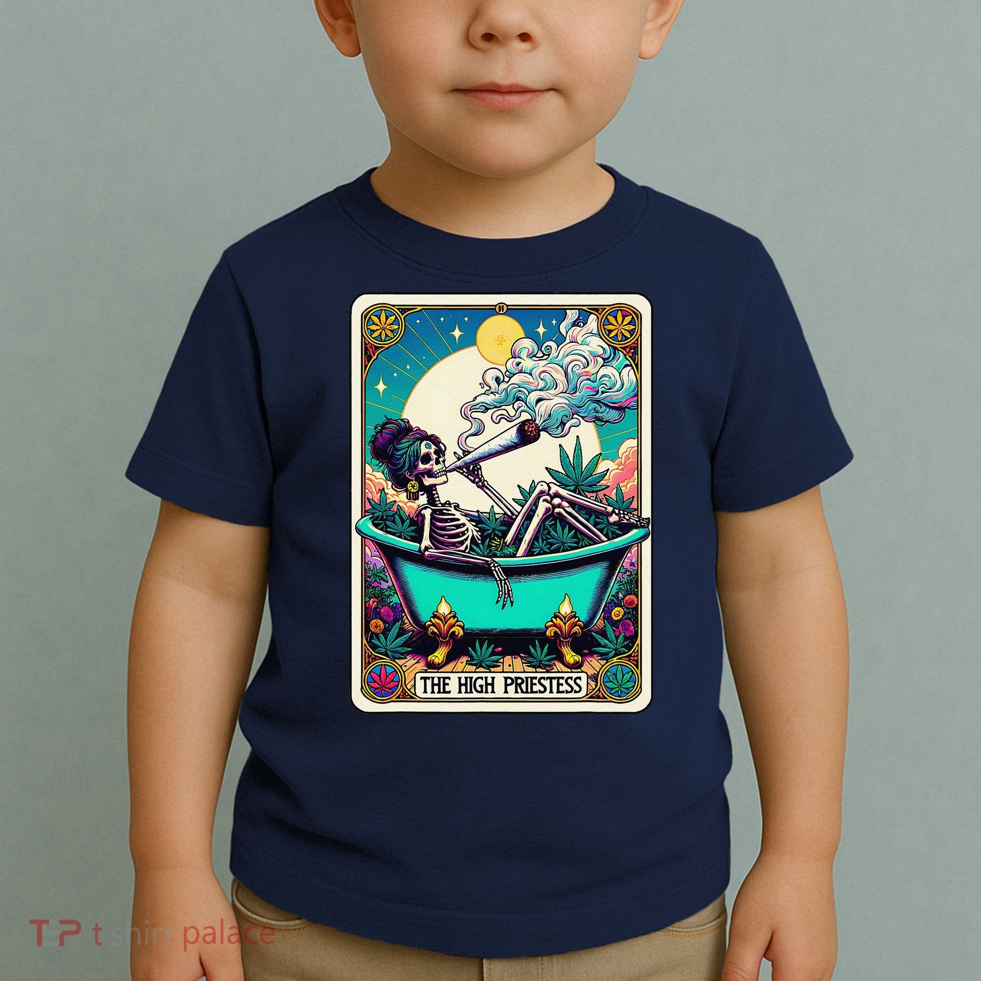 The High Priest.Ess Retro Skeleton Marijuana Weed Tarot Card Toddler T-Shirt
