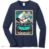The High Priest.Ess Retro Skeleton Marijuana Weed Tarot Card Women's Long Sleeve Shirt thumb 0