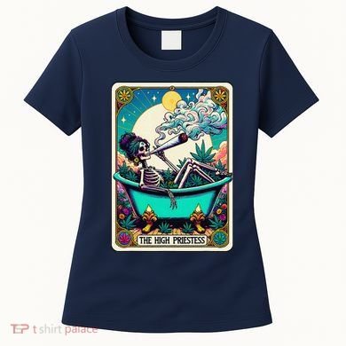 The High Priest.Ess Retro Skeleton Marijuana Weed Tarot Card Women's T-Shirt