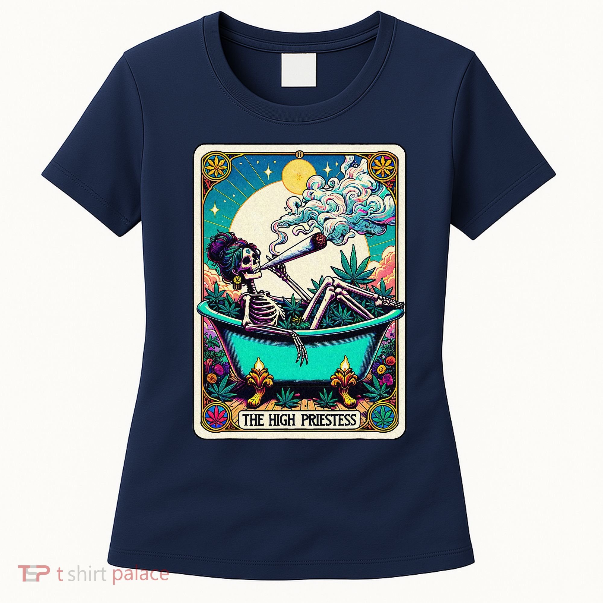 The High Priest.Ess Retro Skeleton Marijuana Weed Tarot Card Women's T-Shirt