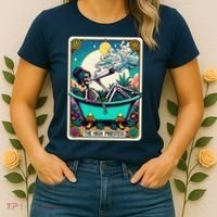 The High Priest.Ess Retro Skeleton Marijuana Weed Tarot Card Women's T-Shirt thumb 2