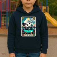 The High Priest.Ess Retro Skeleton Marijuana Weed Tarot Card Kids Hoodie thumb 3