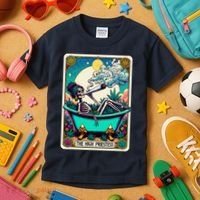 The High Priest.Ess Retro Skeleton Marijuana Weed Tarot Card Kids T-Shirt thumb 3
