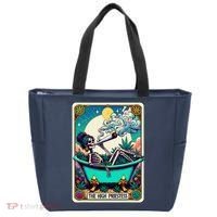 The High Priest.Ess Retro Skeleton Marijuana Weed Tarot Card Tote Bag thumb 0