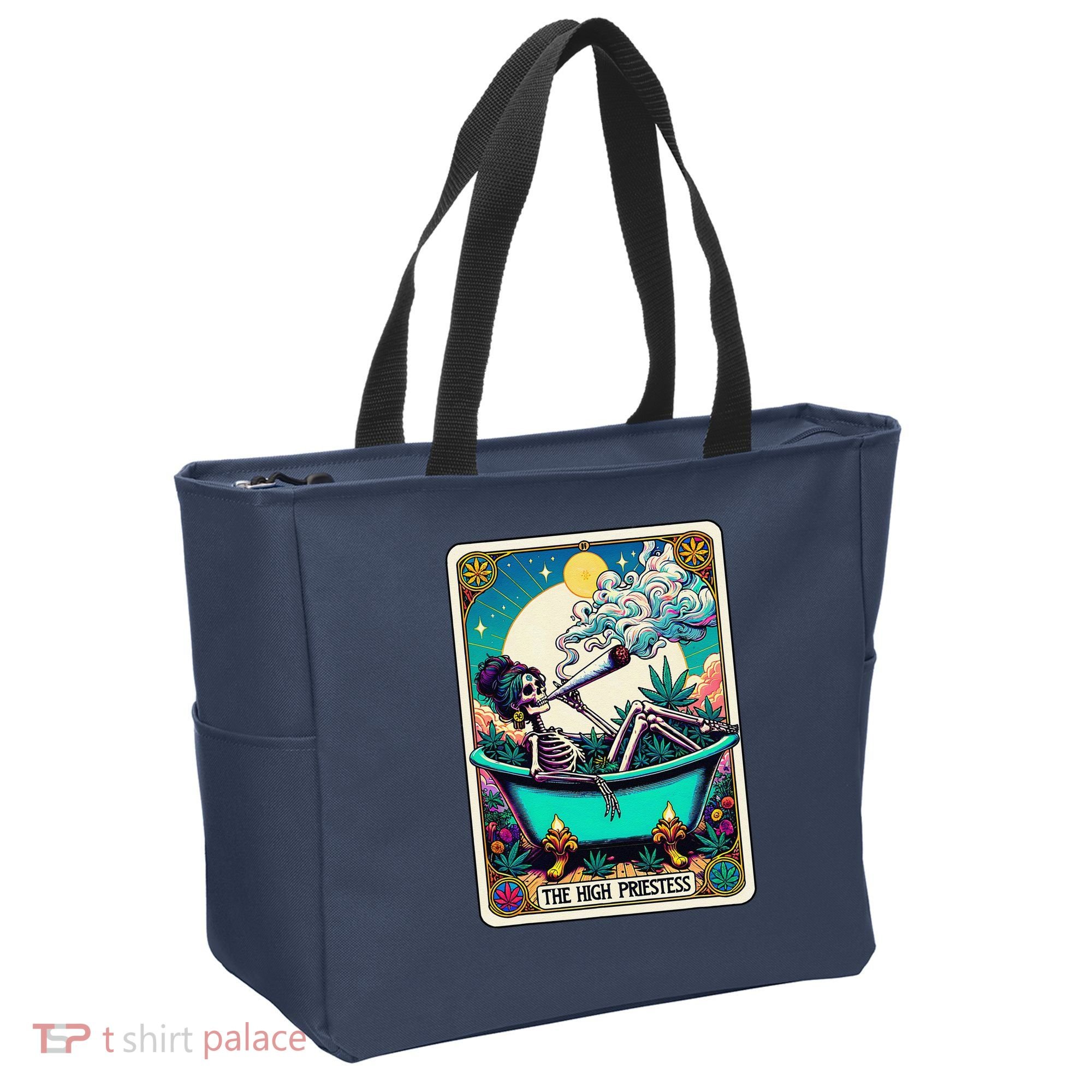 The High Priest.Ess Retro Skeleton Marijuana Weed Tarot Card Tote Bag