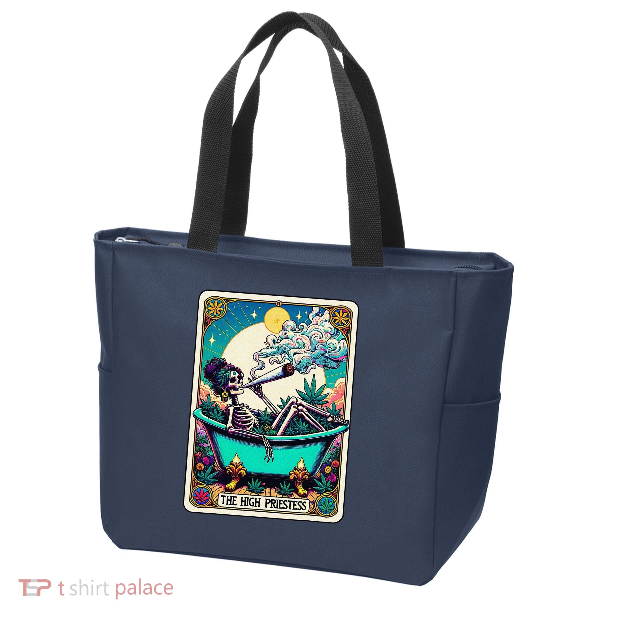 The High Priest.Ess Retro Skeleton Marijuana Weed Tarot Card Tote Bag