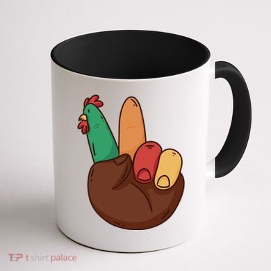 Turkey Hand Peace Sign Holiday Coffee Mug back