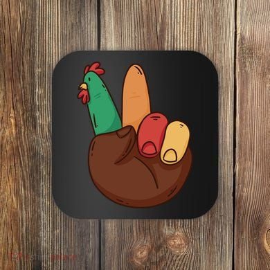 Turkey Hand Peace Sign Holiday Coaster