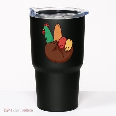 Turkey Hand Peace Sign Holiday Tumbler