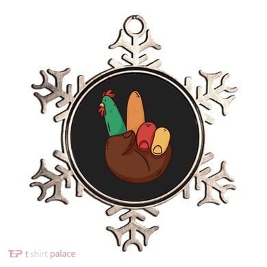 Turkey Hand Peace Sign Holiday Ornament