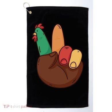 Turkey Hand Peace Sign Holiday Golf Towel