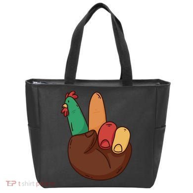 Turkey Hand Peace Sign Holiday Tote Bag