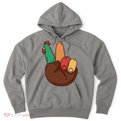 Turkey Hand Peace Sign Holiday Hoodie