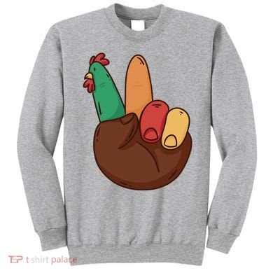 Turkey Hand Peace Sign Holiday Sweatshirt