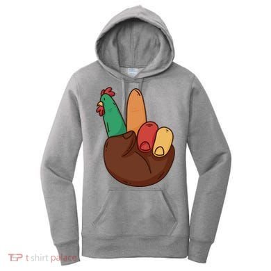 Turkey Hand Peace Sign Holiday Women's Hoodie