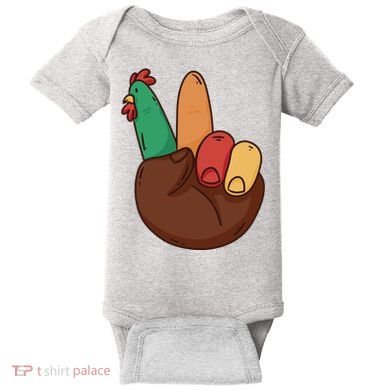 Turkey Hand Peace Sign Holiday Baby Bodysuit