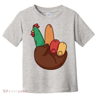 Turkey Hand Peace Sign Holiday Toddler T-Shirt